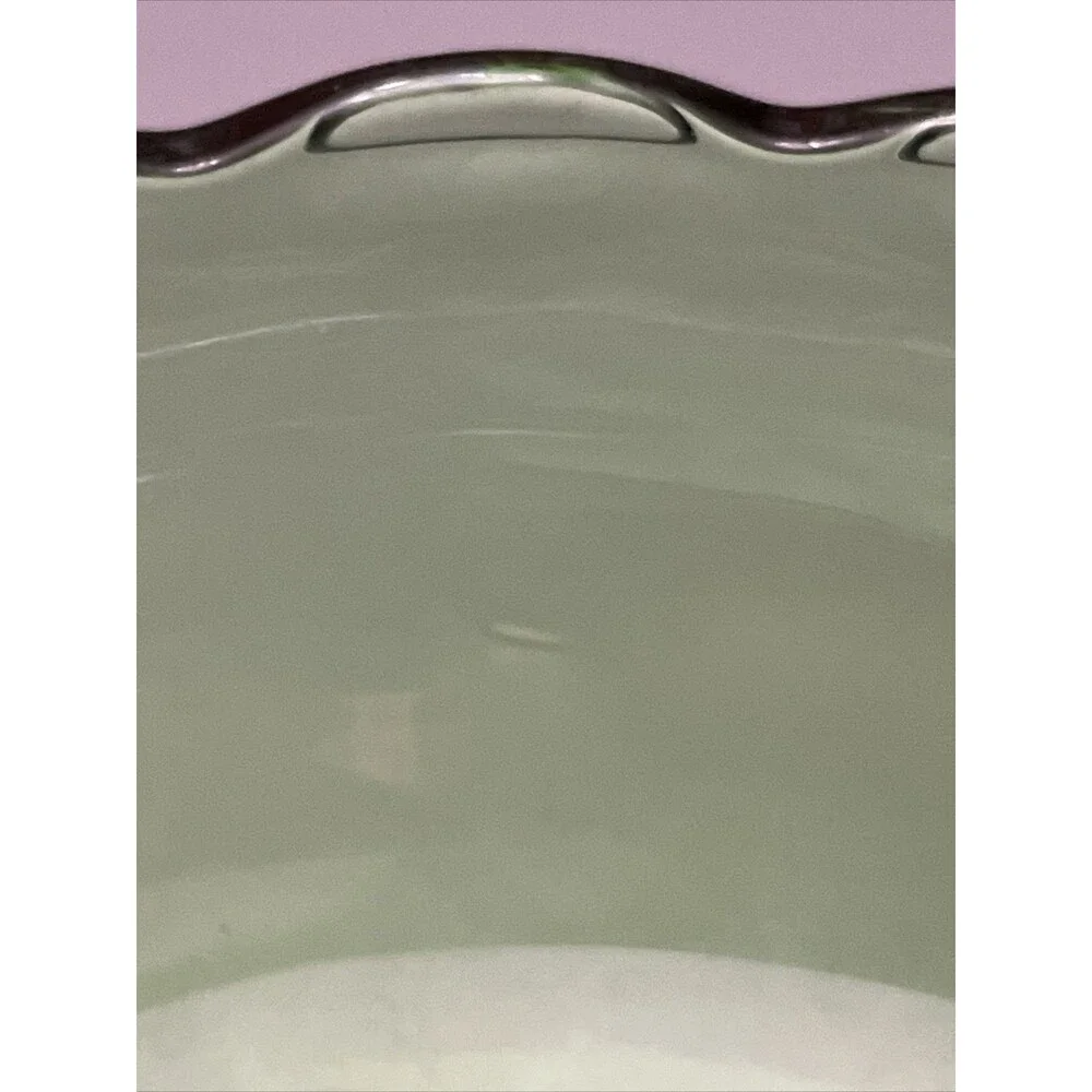 Green Glass Dish Bowl Vintage 50's E.O. Brody CO. M2000 Cleveland Ohio Scalloped
